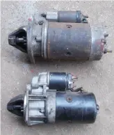  ??  ?? Direct drive Lucas starter versus geared Bosch: the difference in size is obvious