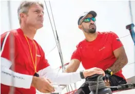  ??  ?? Oman Sail Class 40 co-skippers Sidney Gavignet (left) and Fahad al Hasni.