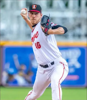  ?? Mallory Neil ?? This is how fans of the Altoona Curve might remember Brad Case delivering a pitch. It won’t be how they will see him this season.