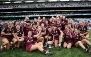  ??  ?? ONE FOR ALL Galway celebrate their win on Sunday