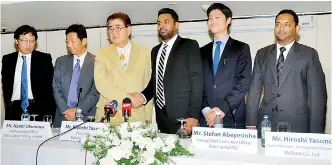  ??  ?? From left: Asia Capital PLC Director Toshiaki Tanaka, Stasia Capital Holdings Ltd CEO Naoki Okumura, Belluna Co. Ltd President Kiyoshi Yasuno, Asia Capital PLC CEO Stefan Abeysinghe, Belluna Co. Ltd Developmen­t Department Divisional Manager Hiroshi...