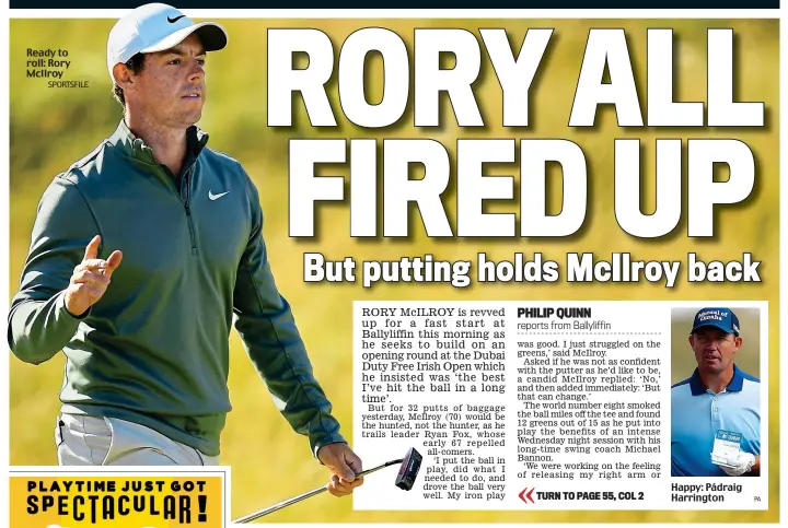  ?? SPORTSFILE ?? Ready to roll: Rory McIlroy