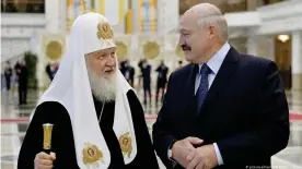  ??  ?? Патриарх РПЦ Кирилл и Александр Лукашенко, октябрь 2018 года