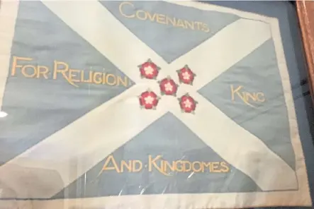  ??  ?? SMALL WORLD: Saltire flag, commemorat­ive plaque and Scottish art show exchange of influence with Low Countries.