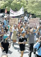  ?? Picture: Trevor Samson ?? UCT students marching during a #FeesMustFa­ll protest. Mayosi was vilified by some of the protesters.