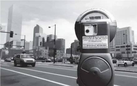  ??  ?? A parking meter in downtown Denver.