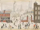  ?? ?? Up North, painted in 1957, shows off Lowry’s five-colour palette. Photograph: Sotheby’s