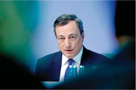  ??  ?? The ECB president Mario Draghi has been delaying talks on tapering off quantitati­ve easing, but that will now change AP