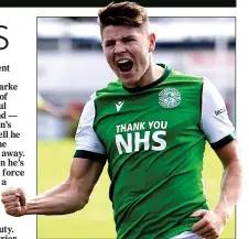  ??  ?? HIGHLAND WARRIOR: in-form Hibs striker Nisbet celebrates his winning goal against Cove Rangers