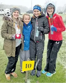  ?? SPECIAL TO THE EXAMINER ?? The St. Peter Saints senior girls team placed 10th out of 36 teams at the OFSAA cross country meet in Petawawa on Saturday. From left, Brieanna Keast, Destiny Robitaille, Tara Black and Ella Clarke.