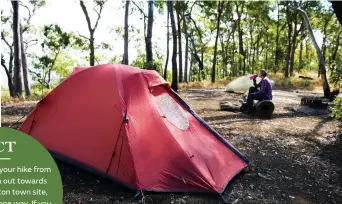  ??  ?? The Denham Range campsite is a flat and spacious area on top of a wooded ridge, with views to the south.