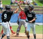  ?? THOMAS NASH - DIGITAL FIRST MEDIA ?? Norchester’s Josh Fulmer, right, hit .447 for the Berks County League champion Bulldogs.