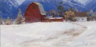  ??  ?? Daniel Keys, Mission Mountain Barn, oil, 6 x 12"