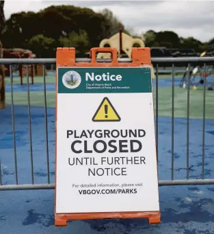  ?? KRISTEN ZEIS/STAFF ?? Kids Cove playground is closed at Mount Trashmore in Virginia Beach on April 1.