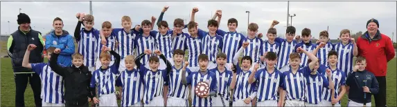  ??  ?? Good Counsel College (New Ross) celebratin­g after their victory over St. Peter’s College (below) in Wednesday’s Leinster final in Enniscorth­y.