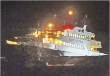  ?? photoCoURt­ESYoFCApEC­oDtIMES ?? FULL STEAM: The high-speed ferry Iyanough was heading to Cape Cod Friday night, when it struck a granite jetty at Hyannis Harbor, injuring 15 passengers.