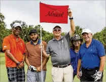  ?? ALLEN EYESTONE / THE PALM BEACH POST ?? “I learn something new every day from these guys — patience, perseveran­ce,” said PGA HOPE instructor Dave McNulty. From left: veterans Patrick Crockett, of Deerfield; Eliceo DeJesus, of West Palm Beach; McNulty; Harry Warren, of West Palm Beach; and Buck Ancell, of Hobe Sound.