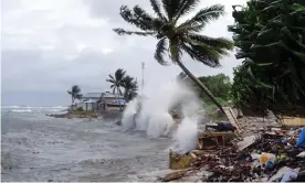  ??  ?? COP25: the Marshall Islands are among the nations at risk of deluge that are pleading for action from the UN’s climate change conference in Madrid Photograph: Hilary Hosia/AFP via Getty Images