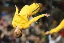  ??  ?? Kerr’s distinctiv­e celebratio­n has become a common sight at Matildas games. Photograph: Tony Feder/Getty Images