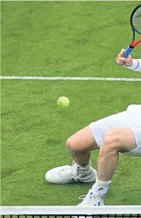  ?? Picture: PA. ?? Andy Murray during yesterday’s straight sets defeat in the doubles at Eastbourne.