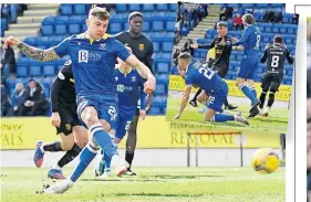  ?? ?? HE’S SPOT ON
Callum Hendry converts after being fouled (inset)