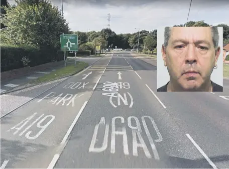  ??  ?? Terrance Dunn, inset, is behind bars after being caught driving while banned and without insurance twice in just three days. Image: Google Maps