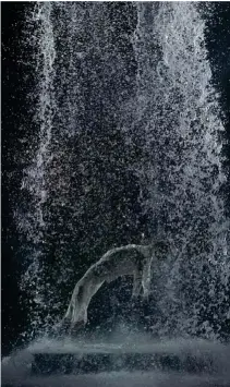  ??  ?? BILL VIOLA, Tristan’s Ascension (The Sound of a Mountain Undera Waterfall), 2005. Instalació­n de vídeo y sonido.Actor: John Hay. Cortesía del estudio de Bill Viola.Foto: Kira Perov.