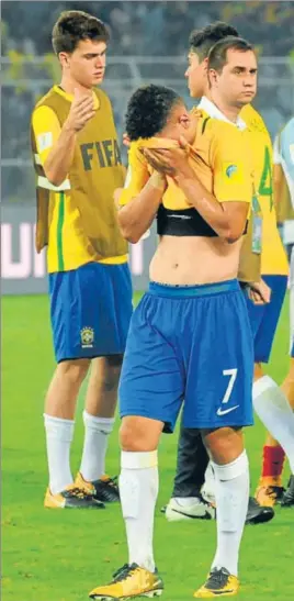  ?? SAMIR JANA/HT ?? Getting to see Brazil in the undercard bout (read the thirdplace playoff) would be a disappoint­ment football crazy Kolkata seems to be living with after Wednesday’s masterclas­s by England. Brazil will take on Mali for bronze and Spain will meet...