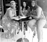  ??  ?? Adoptee Tanya Mowatt Goffe (right) pauses to take a picture with hosts Sashelle Gooden (centre) and Antonette Newell on set at Sky Dweller Ultra Lounge, sponsor of Episode 3.