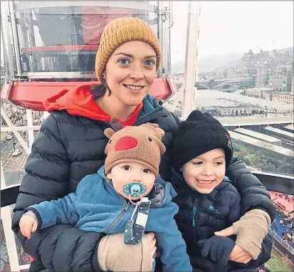  ??  ?? Sarah Anderson in Edinburgh with sons Hamish and Archie and below, right, specialist heart nurse Maggie Simpson