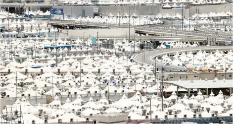  ?? — AFP photo ?? Tents are set up to host pilgrims in Mins on the eve of the start of the annual Haj pilgrimage.