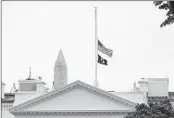  ?? SUSAN WALSH AP ?? The president has ordered flags lowered to half-staff at the White House, federal buildings and military installati­ons until Monday in commemorat­ion of the nation nearing 1 million deaths due to COVID-19.
