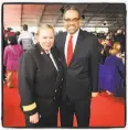  ??  ?? SFFD Chief Joanne Hayes-White and trauma surgeon Dr. Andre Campbell at the luncheon.