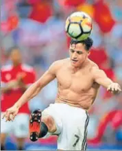  ?? AP ?? United’s Alexis Sanchez kicks a ball into the stands after their FA Cup semifinal win against Tottenham Hotspur on Saturday.