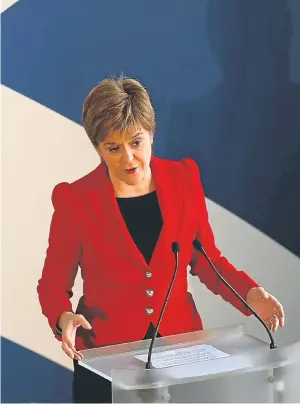  ??  ?? APPEAL: Nicola Sturgeon speaks on the 20th anniversar­y of the referendum