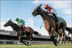  ?? PHOTO SPENCER TULIS ?? Sisterchar­lie with John Velazquaz (left) win the 80th Running of the Diana over Ultra Brat Saturday at Saratoga Race Course.
