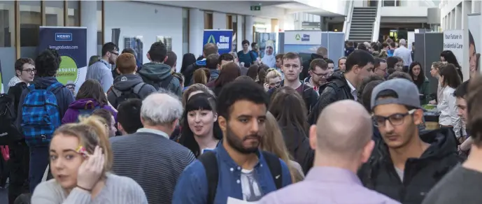  ??  ?? The busy corridors of IT Sligo last Wednesday as students gathered for the Institute’s Careers Fair 2017. In addition to the companies, there were postgradua­te courses on offer from visiting universiti­es.