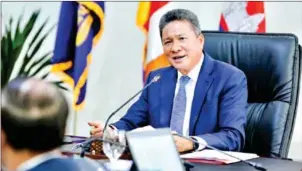  ?? TRANSPORT MINISTRY ?? Transport minister Sun Chanthol at a virtual meeting with an ADB delegation led by urban developmen­t specialist Alexander D Nash on Tuesday.