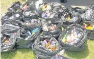  ??  ?? Contraband Police seized bags worth of alcohol