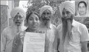  ?? PARDEEP PANDIT/HT ?? Family members of Sukhwant Kaur(inset) briefing the media about the case at Jalandhar on Monday.