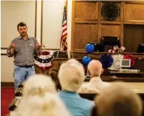  ?? Kirkland, SDN) (Photo by: Logan ?? Democratic candidate for Mississipp­i’s 1st Congressio­nal District Randy Wadkins participat­ed in a community town hall Thursday, answering questions concerning healthcare, education, jobs and environmen­tal impact.