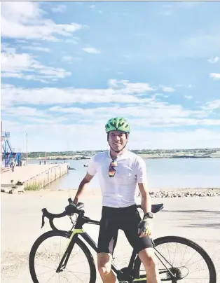  ?? CHRISTINA PERRY ?? Brett Vancise bicycled up Regina Beach hill 243 times to reach a total climb equivalent to the elevation of Mount Everest. The feat makes him the first Sask. resident to enter the Everesting Hall of Fame.