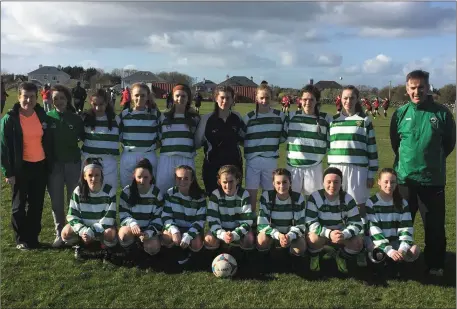  ??  ?? Strand Celtic’s U16s side who were runners up in the Connacht final on Sunday in Galway with coach Damien McCallion.