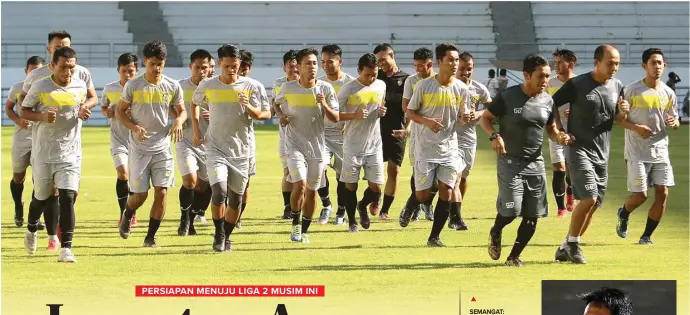  ??  ?? SEMANGAT: Para pemain Persiba saat menjalani latihan pramusim. Mereka punya target tinggi seiring bergabungn­ya Gede Widiade selaku investor.