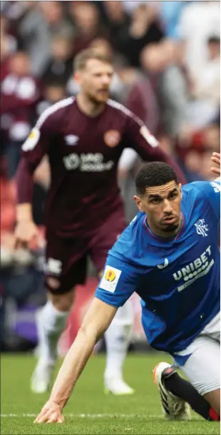  ?? ?? Leon Balogun in action against Hearts at Hampden on Sunday