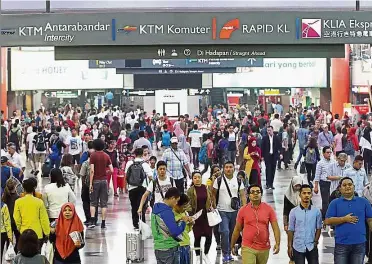  ??  ?? Promising developmen­t: Commuters at Kl Sentral, which will be one of the terminals for the highspeed rail. The HSR is a sign of closer economic integratio­n within the Asean Economic Community.