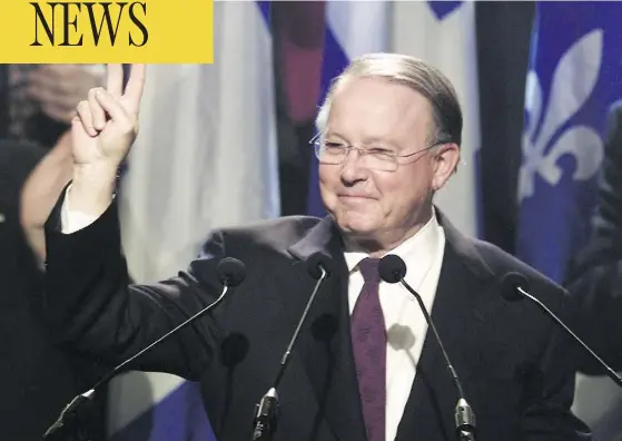  ?? PAUL CHIASSON / THE CANADIAN PRESS FILES ?? Bernard Landry salutes as he’s acclaimed leader of the Parti Québécois on March 2, 2001. Landry has died at age 81.