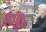  ?? KELLEY CHINN / FORT WORTH STAR-TELEGRAM 2008 ?? Bishop Jack Iker (left) and Assisting Bishop William Wantland discuss their disassocia­tion from the Episcopal Church in ’08.