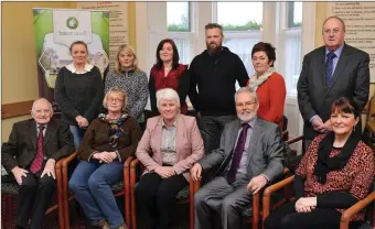  ?? Photo by Don MacMonagle ?? Catherine Byrne T.D Minister of State for Communitie­s and National Drugs Strategy pictured on a visit to Talbot Grove, Castleisla­nd with, seated from left, Ted Kennelly, Evelyn Curtin, Con Cremin and Eileen Murphy. At back, Marie McEllistri­m, Maedbh...