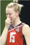  ?? MATT ROURKE/ASSOCIATED PRESS ?? United States’ Kim Hill reacts Thursday after losing a women’s semifinal volleyball match against Serbia.